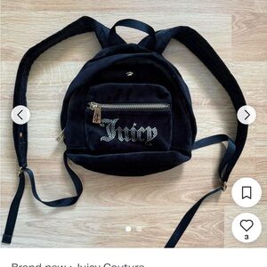 Juicy Couture Black Velvet Mini Backpack w/coinpurse